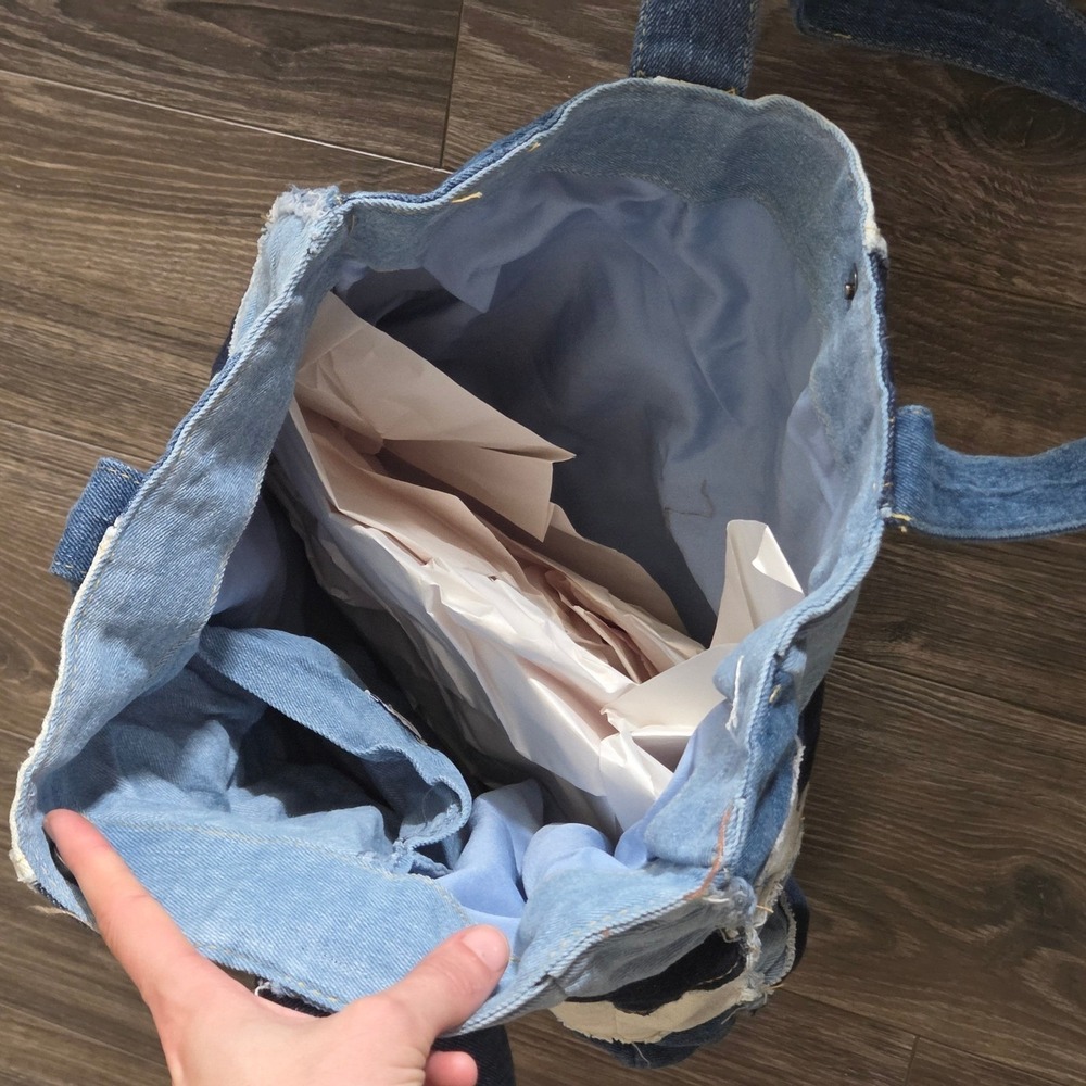 Lee x Kacey Musgraves Patchwork Tote Denim Bag Western Cowgirl Y2K Blue - Picture 9 of 10
